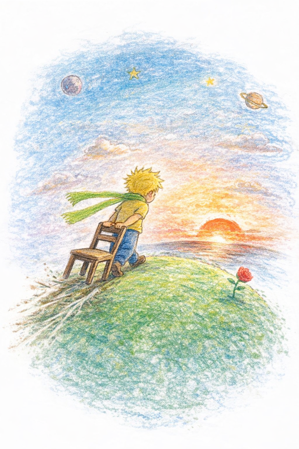 우주의 시선으로 다시 쓰는 <어린왕자> 제6장: 우울할 땐 의자를 끌어라 (feat. 44번의 집착)